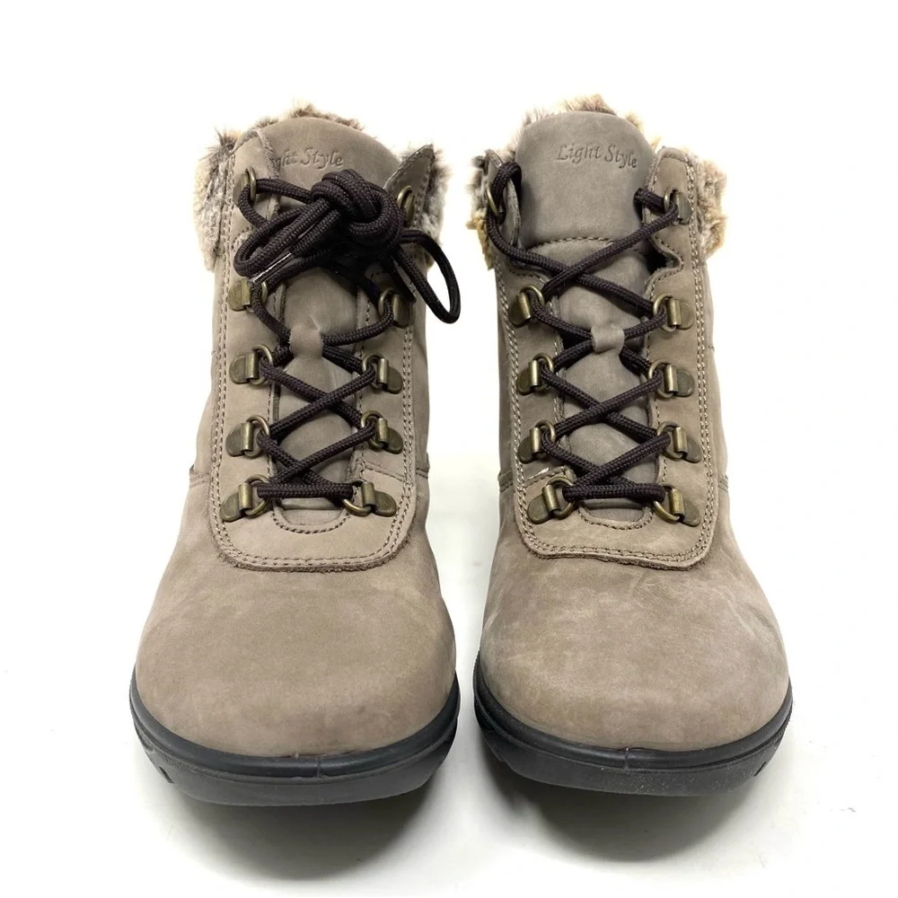Flexus by Spring Step Women's Barra Snow Boot Faux Fur Lined taupe nubuck